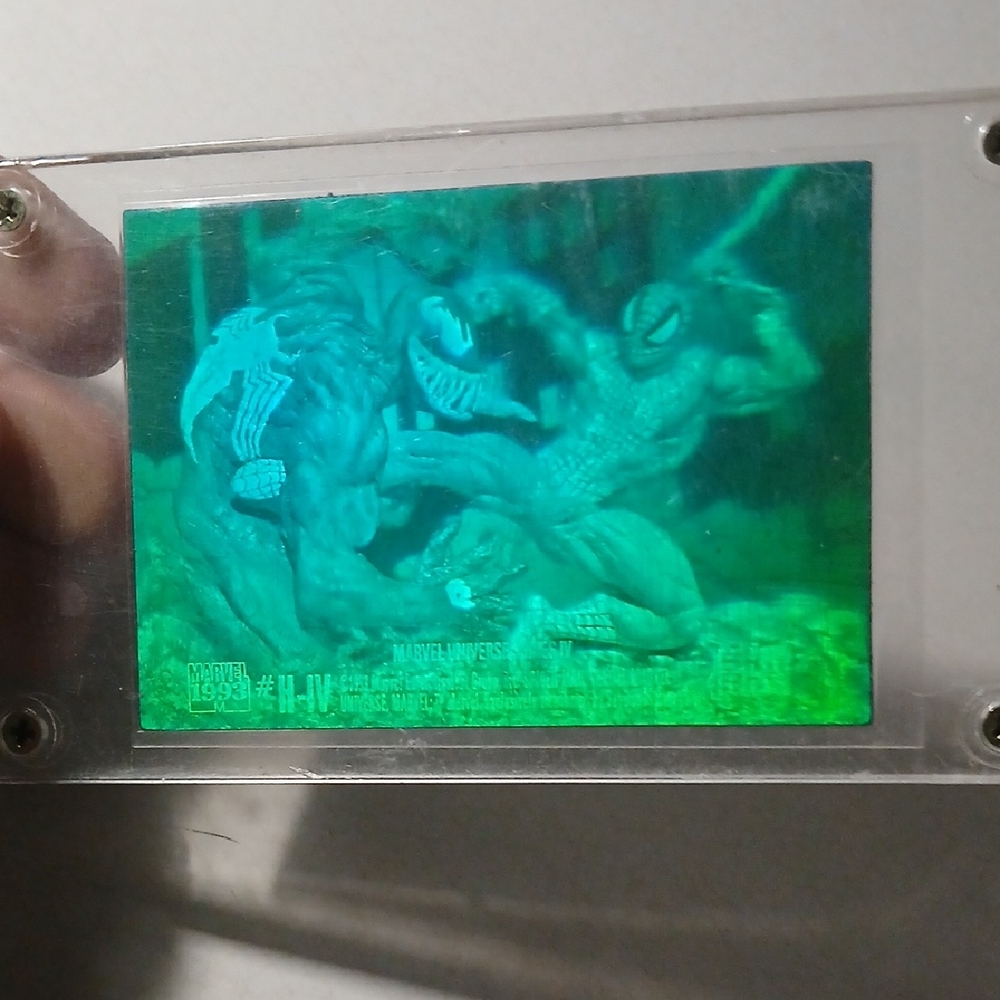 Marvel Holographic Card with Green Venom and Spider-Man